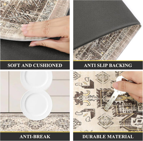 Pauwer Anti Fatigue Kitchen Mat Set of 2, Non Slip Cushioned Kitchen Rugs, Waterproof PVC Foam Runner
