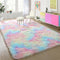 PAGISOFE 4x6 Rainbow Fluffy Soft Plush Area Rugs for Girls Bedroom, Shaggy