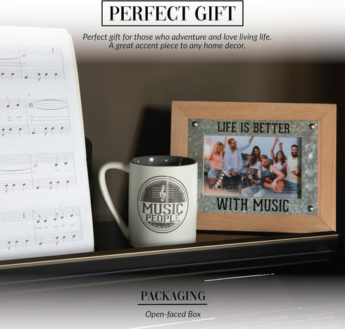 Pavilion Gift Company 67724 Life is Better Music People 4x6 MDF Wall Hanging Picture Frame, Brown