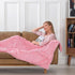 Tuddrom Extra Soft Faux Fur Blanket Queen Size 80" x 90", Solid Reversible Fuzzy Long Hair Shaggy Blanket, Pink