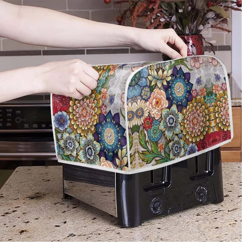 Bright Blossoms Toaster Covers 4 Slice, Dustproof Fingerprint Protectors and Greasy Protection, Anti-sputtering Machine