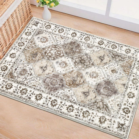 HEBE Washable Area Rug 2'x3', Non Slip Soft Distressed Medallion Bedroom Rug for Boho Living Room, Vintage Entryway