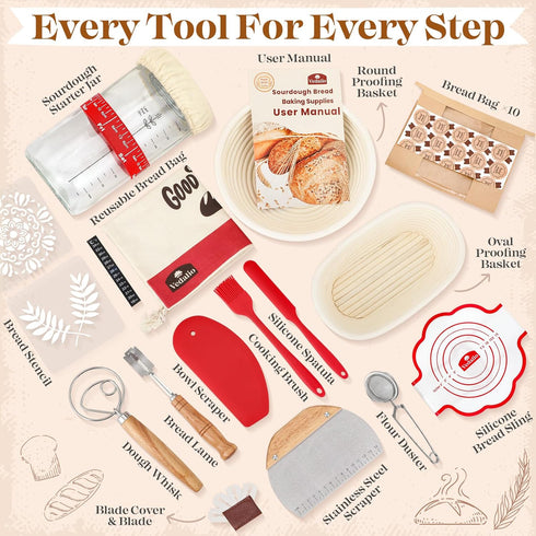 VEDALIO Sourdough Starter Kit, Sourdough Bread Baking Supplies, Sourdough Kit Home and Kitchen, Sour Dough Starter