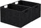 Vagusicc Wicker Basket, Set of 2 Woven Paper Rope Storage Bins with Handles, Foldable Large Cube Organizers in Black