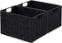 Vagusicc Wicker Basket, Set of 2 Woven Paper Rope Storage Bins with Handles, Foldable Large Cube Organizers in Black