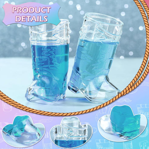 20 Vesici Pcs Mini Cowboy Boot Shot Glasses Western Cowgirl Shot Boot Glasses Hats Space Cowgirl Themed Party Supplies