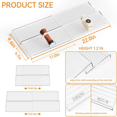 Yieach 4 Pack 11" 22" Adjustable In Drawer Spice Organizer - Expandable From to - Clear Acrylic Seasoning Organizer