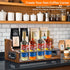 YQBRAO 2-Tier Liquor Bottle Display Shelf, Coffee Syrup Rack Organizer, Water Bottle Organizer, Mini Bar Cabinet