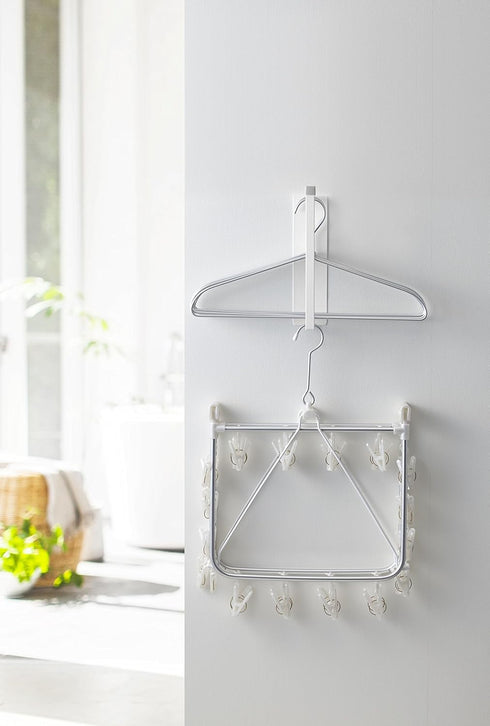 Clothes Magnet Hanger Storage Rack | Small Hanging Organizer, Steel, Laundry, One Size, White