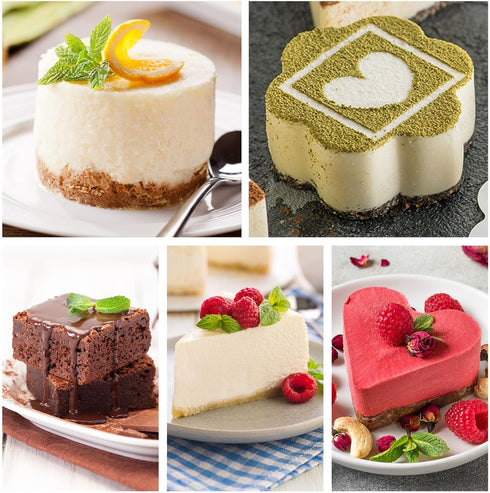 HULISEN Set of 5 Stainless Steel Cake Ring Molds, 3” Dessert Food Molds with Pushers for Cooking