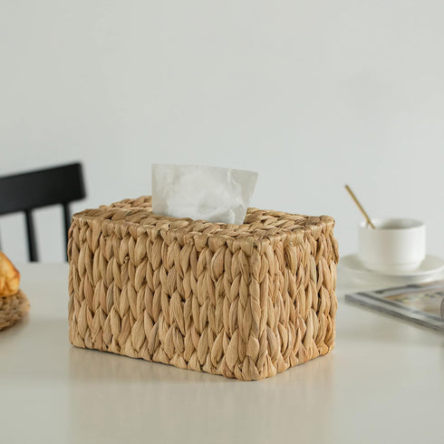 Water Hyacinth Wicker Rectangular Tissue Box Cover, Tall