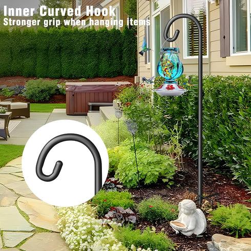 Surprizo 5 Shepherd Hook for Outdoor, Heavy Duty Bird Feeder Pole with Prong Base, Adjustable Height Bird Feeder Stand