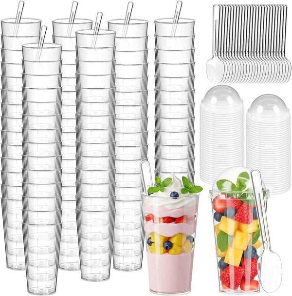 200 Pcs 3oz Mini Dessert Cups with Lids and Spoons - Jello,