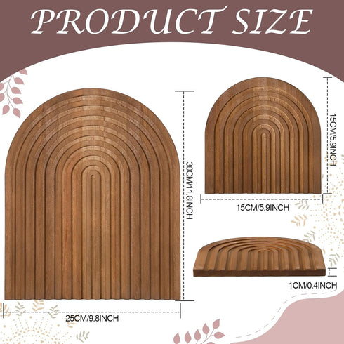 Chunful 2 Pcs Decorative Wood Cutting Board Wooden Board Rainbow Shaped Wood Serving Board Boho Cutting Board Decor Serving Trays for Home Kitchen Decoration (Pine, Brown)