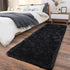 Soft Runner Rugs for Bedroom Hallways - 2x6 Black Fluffy Shag Throw Area Rug Non-Slip for Bedside Dorm Living Room