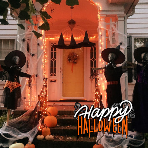 mimigogo Wire,13ft 50 Bulb Orange Halloween Tree Lights with Green Incandescent Waterproof Fairy LightsPlug in Mini