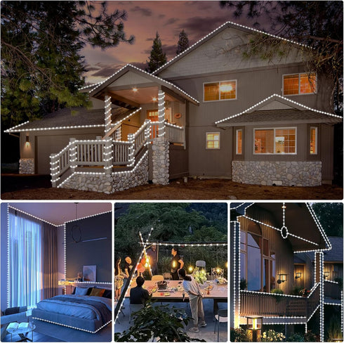 33FT 100LED 8 IP65 (New) Rope Lights Outdoor, Light Modes Outdoor Tube Lights, Waterproof Copper Fairy String Lights