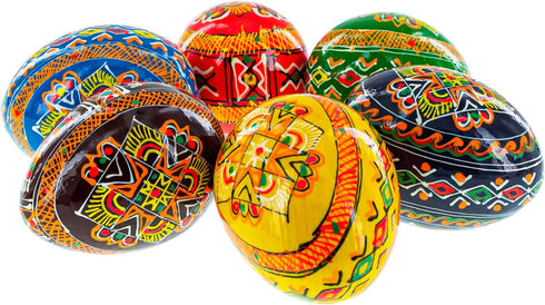Set 6 2.5 Inches BestPysanky of Folk Art Patterns Wooden Ukrainian Easter Eggs