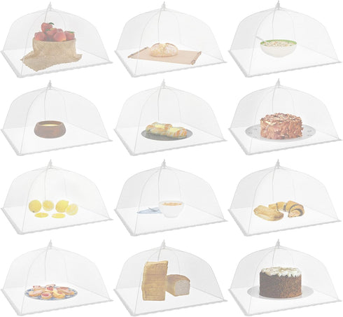 Simply Genius (12 pack) Large and Tall 17x17 Pop-Up Mesh Food Covers Tent Umbrella for Outdoors
