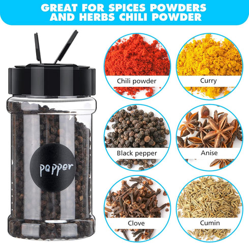 48 Mimorou Pcs Clear Plastic Spice Jars Spice Bottles with Shaker Lids Plastic Seasoning Containers with Chalk Labels