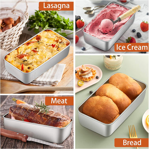 P&P CHEF 9 Inch Loaf Pan, Stainless Steel Bread Baking Pan, Non Toxic Bakeware for Bread, Cake, Lasagna