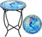 Fashion&cool Patio Side Table for Small Space, 14 Inch Weather Resistant Metal Side