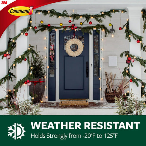 Command Outdoor Hooks, 2 Hooks and 4 Strips, Damage-Free Hanging Wall Decor with Weather Resistant Strips, Holds 3 lb
