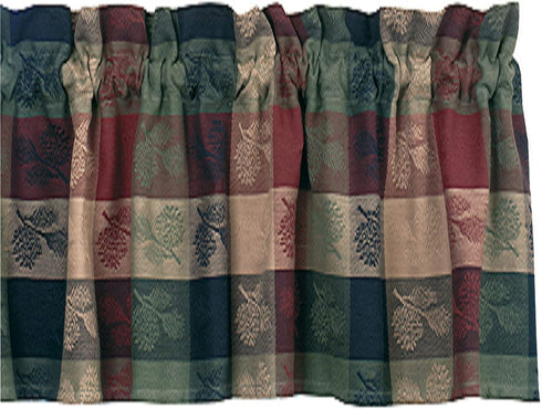 Park Designs Farmhouse Kitchen Valances, Plaid Pine Cone, 72"x14" | Fall Decor Window Curtain