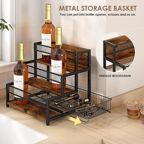 3 12 Countertop LOTEYIKE Tier Coffee Syrup Rack Organizer, Water Bottles Holder Stand Liquor Cabinet Storage, Wine Rack