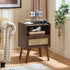 Lerliuo Rattan Nightstand, Bedside Table with Drawer Open Shelf, Cane Accent Side End Table with Solid Wood Legs