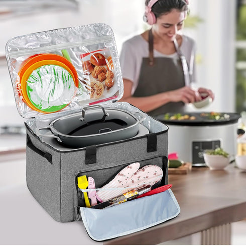 LUXJA Large Carrying Bag for Ninja Foodi Possible Cooker Pro, Hard Bottom Pad Compatible with 8.5 Qt Multicooker, Gray