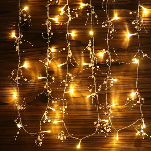 14.7FT 36 Rhytsing White Pearl Garland with LED Light, Battery Operated Fairy String Lights with Timer for Wedding
