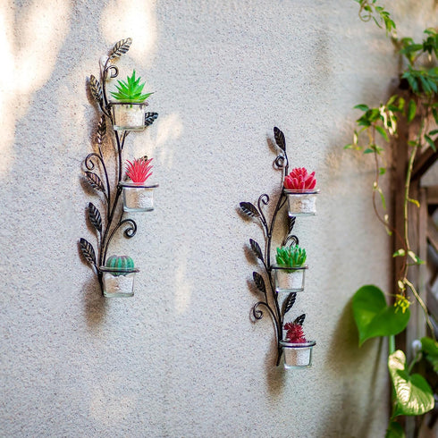 Set 2 Sziqiqi Wall Sconces Candle Holder - Wall Candle Holder Black Tea Light Candle Sconce Vintage Wall Sconce