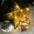 LAWOHO 10-inch Rustic Brown Rattan Christmas Tree Topper Star with 10 Warm White Lights and Timer Functions
