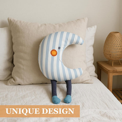 Art Capsula 100% Crescent Moon Pillow Boho Nursery Decor & Celestial Room Accent Handmade Cotton Decorative Cushion