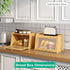kiplant Counter, Bread Box for Kitchen Large Bamboo Bread Storage Container with Wavy Arcylic Door, Bamboo Wooden