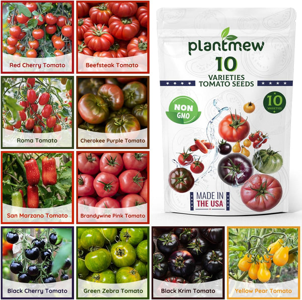 10 Heirloom Tomato Seed Varieties Packet - Non-GMO, Open Pollinated Seeds for