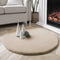 Ashler Ultra Soft Faux Rabbit Fur Rug, 3 x 3 Feet Round, Beige, Machine Washable Nursery Decor
