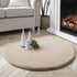 Ashler Ultra Soft Faux Rabbit Fur Rug, 3 x 3 Feet Round, Beige, Machine Washable Nursery Decor