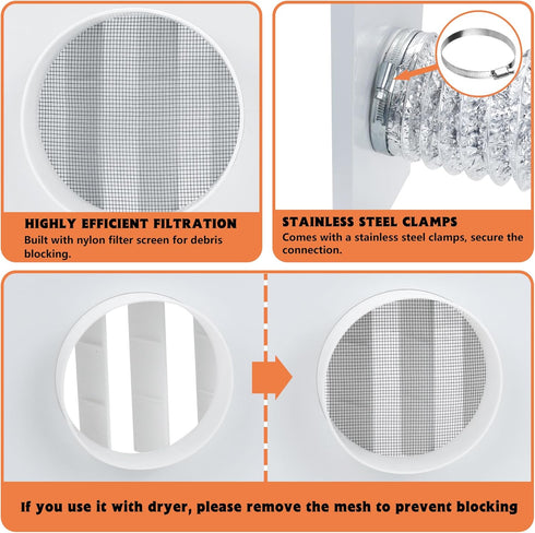 GCGOODS Dryer Vent Window Kit for 4 Inch Dryer Hose, Adjustable Kit with Cover and Universal Sealing Panels