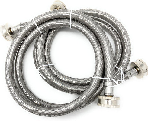 Premium Stainless Steel 6ft Washing Machine Hoses Burst Proof Leak Proof 2 Pack for Hot Cold Water