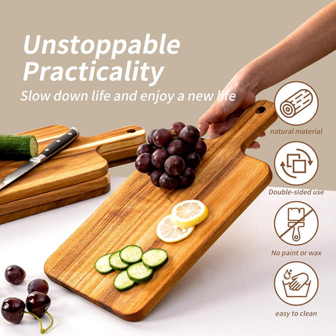 6 Packs Handles,15.8x7.7 Inch Acacia Wood Cutting Board with Wooden Kitchen Cutting Board Bulk, Serving Board