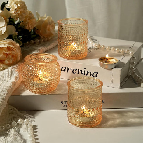 36 Packs 2x2.5inchs Votive Candle Holders for Valentine's Day, Gold Tea Light Candle Holders Glass, Votives Candle