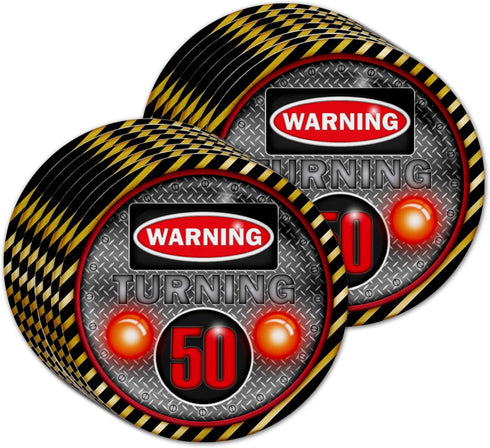 Warning Sign 50th Birthday Party Supplies Set, Plates Napkins Cups Tableware Kit for 16