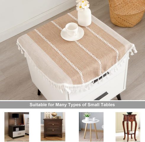 24 Inch Rustic Small Round Tablecloth Light Coffee Cotton Linen Table Cover Heavy Weight Burlap Table Cloth
