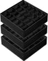 Criusia 3 Pack Closet Organizer Dividers, 64 Cell Fabric Foldable Storage Boxes for Socks, Underwear, Ties, Black