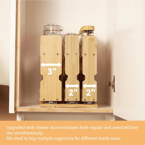 Barlorie 3 Drawers(2"&3") 8.6"W,2-Tier,No Bamboo Pull Out Spice Rack Organizer for Cabinet, Slide-Out with Wide Drawer