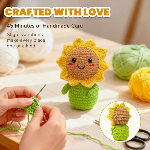 Cute Sunflower Gift for Women Crochet You're Amazing Sun Flower, Funny Positive Affirmation Desk Decor, Uplifting Cheer