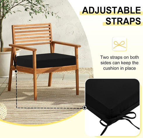 Set 2 18.5" 16" 3", downluxe Outdoor Chair Cushions of for Patio Furniture, Water-Resistant Square Corner Patio Chair