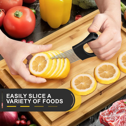 zokxoiy Premium Onion Slicer, Stainless Steel Onion Holder for Slicing, Kiwifruit, Tomatoes, Avocados, Eggs, Lemon